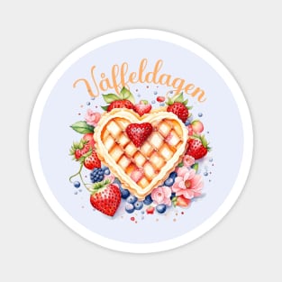 Watercolor Waffle Day, Våffeldagen Magnet